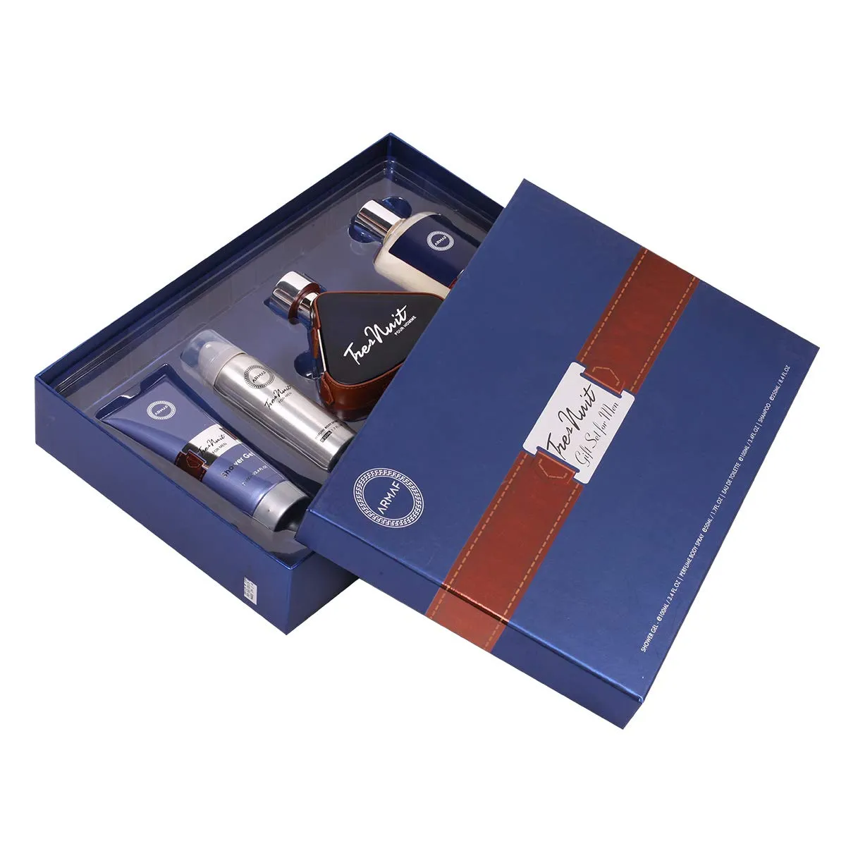 Armaf Tres Nuit 4PCS Gift Set - 100ML EDP Spray   100ML Shower Gel   250ML Shampoo   50ML Perfume Body Spray (Men)